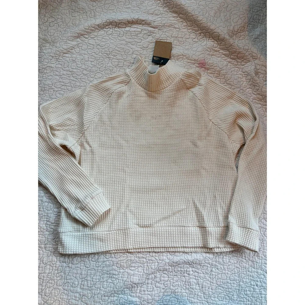 The North Face Women's White Dune Waffle Knit‎ Mock Neck Sweater Size XXL